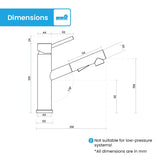 Bächlein Kitchen Faucet (Matt Black) - Single-Lever Sink Mixer Made of Stainless Steel with Extendable Hose and Shower with Switch Button, Water Tap for The Kitchen