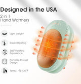 AI Hand Warmers Rechargeable 2 Pack, 6000mAh Electric Hand Warmers, AI Smart Chips 20Hrs Long Safe Heat, Portable Pocket Heater, Gifts for Christmas, Outdoor, Golf, Hunting, Camping Accessories