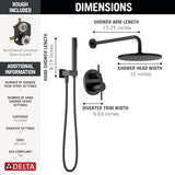 Delta Faucet Modern Raincan 2-Setting Shower Round System Including Rain Shower Head and Handheld Spray Black, Rainfall Shower System Brushed Black, Shower Valve Trim Kit, Matte Black 342702-BL