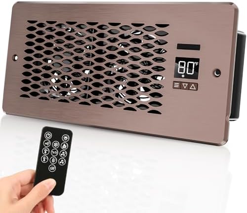 Built-in Register Booster Fan with Cover for Air Heat Vent with Fan,Fits 4"x10" Duct/Ceiling/Floor Vents, Improves AC & Heating/Cooling,Quiet 10-Speed Household/Bedroom Ventilation,smart,Bronze