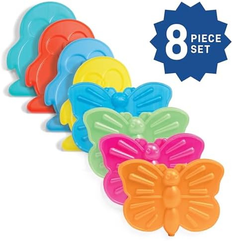 Fit & Fresh Cool Coolers Kids Lunch Box Ice Packs, Slim Ice Packs for Lunch Bags, Multicolored Penguin and Butterfly Set, 8PK
