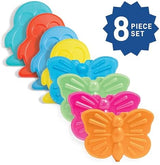 Fit & Fresh Cool Coolers Kids Lunch Box Ice Packs, Slim Ice Packs for Lunch Bags, Multicolored Penguin and Butterfly Set, 8PK