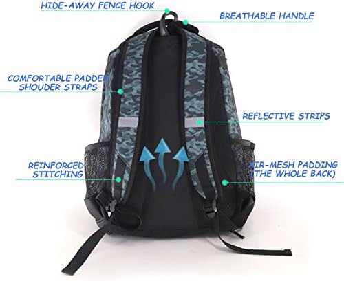 WOLT Youth Baseball Bag - Bat Backpack for Baseball, T-Ball & Softball Equipment & Gear, Bat & Glove Holder, Large Main Compartment for Helmet & accessories, Separate Shoes Compartment, Fence Hook