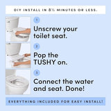 TUSHY Fresh Bidet: Ultra Slim Toilet Seat Attachment (Non-Electric Self-Cleaning Hygienic Nozzle) Easy DIY Install <10 Min | Adjustable Water Pressure Control, Silver Knob