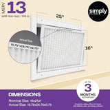 Simply 16x25x1 Air Filter, Merv 13, MPR 1500, 6 Pack, For Home AC Furnace & HVAC (Actual Size: 15.75"x24.75"x0.75") DUST, Pet, & Allergy Control