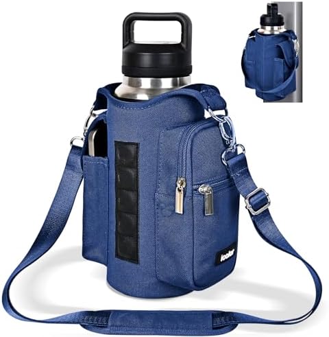 icolor Magnetic Gym Bag Water Bottle Carrier Holder with Phone Pockets & Shoulder Strap,5 Built-in Magnets Gym Bottle Pouch Sleeve,Magnetic Bag Gym Accessories Organizer for Men Women