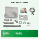 gotonovo Rainfall Bathroom Shower System Rain Shower Head and Handle Set Wall Mounted Shower Complete Combo Solid Brass Pressure Balancing Shower Mixer Valve 10 Inch Brushed Nickel