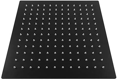NearMoon Rain Shower Head, High Flow Stainless Steel Square Rainfall Shower, Waterfall Bath Shower Body Covering, Ceiling or Wall Mount (12 Inch, Matte Black)