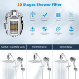 Hibbent All Metal 10'' Dual Filtered Rainfall Shower Head Combo, High Pressure Handheld Shower Head with 16'' Adjustable Arc Extension Arm, 20 Stage Shower Filter, 10-spray, 71'' Shower Hose, Chrome
