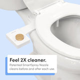 TUSHY Fresh Bidet: Ultra Slim Toilet Seat Attachment (Non-Electric Self-Cleaning Hygienic Nozzle) Easy DIY Install <10 Min (Adjustable Water Pressure Control), Matte Brass Knob
