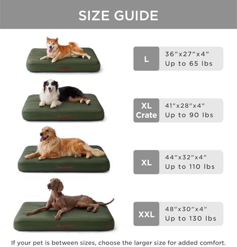 Made4Pets Inflatable Dog Bed Outdoor Waterproof – Self-Inflating Dog Camping Bed for Medium to Large Breeds, Heavy-Duty Oxford Fabric, Foldable Travel Pet Bed with Built-in Pump, Green, 44"x32"x4"