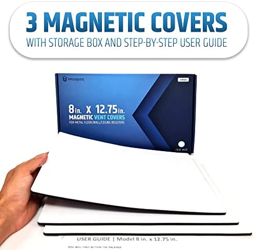 Powerful Magnetic Vent Covers (3-Pack) That Will Never Fall Off (Upgraded Design) - for Sealing Floor/Wall/Ceiling Registers of Width 7.25" to 8", Length 11.25" to 12" | Vent Not Included | White