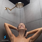 SparkPod Shower Head - High Pressure Rain - Premium Quality Luxury Design - 1-Min Install - Easy Clean Adjustable Replacement for Your Bathroom Shower Heads (Egyptian Gold, 6 Inch Round)