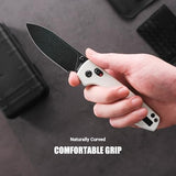 Vosteed EDC Knife, Lightweight Folding Pocket knife with Clip for Men and Women, Sharp Crossbar Lock Knife with 3.25" Sandvik 14C28N Steel Blade, G10 Handle for Camping, Hiking - Raccoon