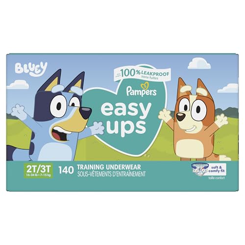 Pampers Training Pants - Easy Ups Boys & Girls Bluey - Size 2T-3T, 140 Count, Children's Potty Underwear (Packaging May Vary)
