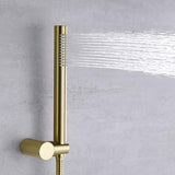 sumerain Brushed Gold Shower Faucet System with high pressure 8 Inches rain shower head and brass hand shower, Rough-In Valve Body and Trim Included