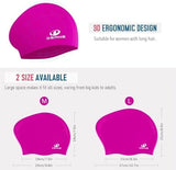 Womens Silicone Swim Cap for Long Hair,3D Ergonomic Design Silicone Swimming Caps for Women Kids Men Adults Boys Girls with Ear Plug and Nose Clip