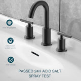 TRUSTMI Bathroom Faucet 3 Hole 2-Handle 8 inch Wide-Spread Bathroom Sink Faucet with Pop Up Drain and cUPC Waterlines, Matte Black