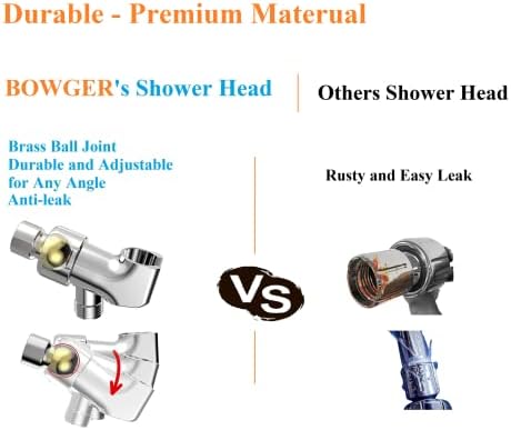 Shower Head with Handheld High Pressure-Full Body Coverage Powerful Rain Showerhead Extra 60" Long Hose and Adjustable Brass Joint Holder- The Perfect Detachable Heads for Bathroom Upgrade