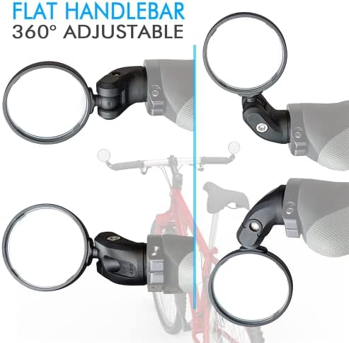 Bike Mirrors,Bike Bar End Mirror, HD Glass Convex Lens Bicycle Rearview Mirror, Safe Cycling Rearview Mirror, Easy to Install