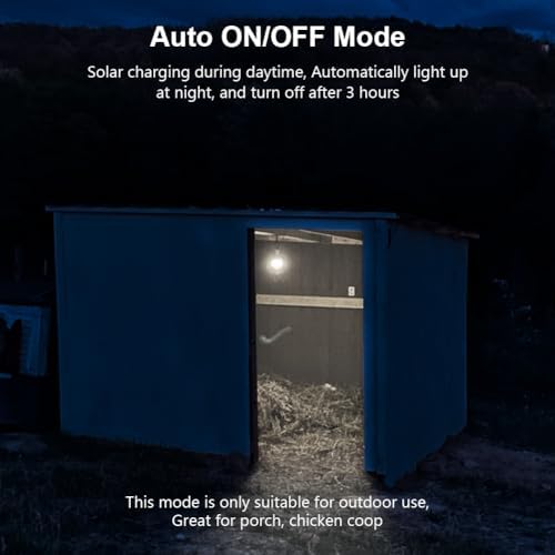 Dusk to Dawn Solar Light Bulbs for Indoor Home and Chieken Coop, Portable Solar LED Bulb Lights for Camping Tent Emergency, 2-Pack