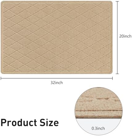 Stair Treads Non Slip Landing Rug for Wooden Steps Indoor, Peel and Stick Stair Treads Matching-Mat 20"X32" Landing Slip Resistant Stair Rugs for Kids and Dogs, Polyester Stair Landing Mat, Beige