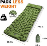 POWERLIX Camping Sleeping Pad with Built in Pillow, Ultralight Camping Mattress Airpad for Outdoor Backpacking Hiking Travelling, Compact Self Inflating Camping Mat, Foot Pump to Inflate
