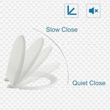 Round Toilet Seat with Slow Close Standard Toilet Seat,Quiet Toilet Cover Seat Toilet Lid Durable Refused to Loosen Easy to Install & Clean,White