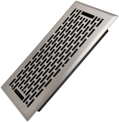 4x10 Inches Heavy Duty Walkable Floor Register - Easy Adjust Air Supply Lever Decorative Floor Vent Covers - Boston Design Vent Covers for Home - Satin Nickel
