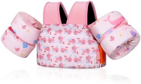 MoKo Toddler Swim Vest for Kids, 20-66 lbs, Arm Floaties with Adjustable Straps, Nylon Material, Swim Vest for Toddlers Learning to Swim