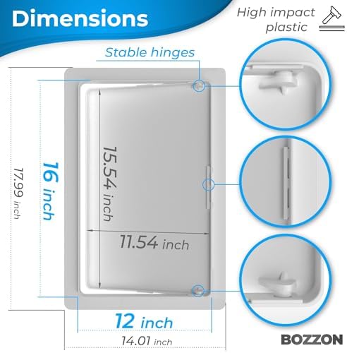 Access Panel for Drywall - 12 x 16 inch - Wall Hole Cover - Access Door - Plumbing Access Panel for Drywall - Heavy Durable Plastic White