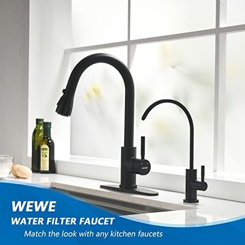 WEWE Matte Black Drinking Water Faucet Non Air Gap Stainless Steel Filtered Faucet for Kitchen Sink Reverse Osmosis System