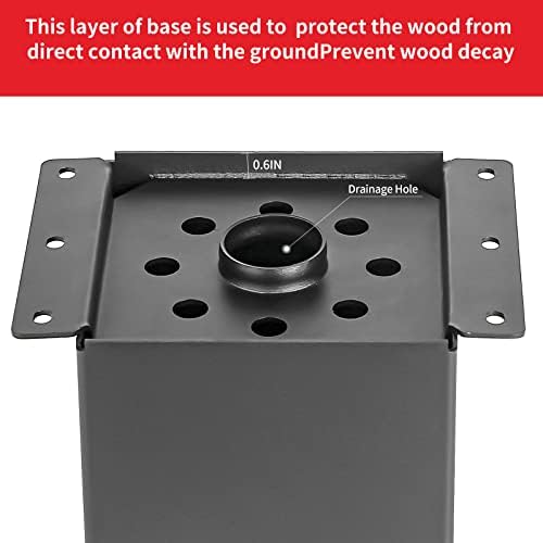 6x6 Post Base 4 Pcs, (Inner Size 5.6x5.6) Post Brackets Kit, Heavy Duty Black Metal Powder-Coated Post Anchor Outdoor Framing Module Fit for Support Deck Base Plate Pergola Brackets Fence Kit……