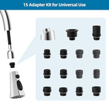 Hygie Rinse Universal Kitchen Faucet Head Replacement with 15 Adapter Kit Compatible with Kohler/Moen/Delta Faucet, 3 Function Pull Down Sink Faucet Spray Head, Chrome