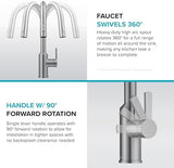 Kraus Oletto Kitchen Faucets Touchless Sensor Single Handle Pull-Down Sprayer in Brushed Brass, KSF-2830BB