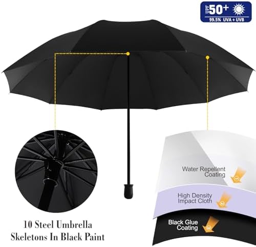 UPF 50+ Beach Umbrella with Adjustable Universal Clamp