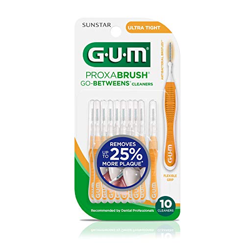 GUM Proxabrush Go-Betweens - Ultra Tight - Interdental Brushes - Soft Bristled Dental Picks for Plaque Removal Health - Safe for Braces & Dental Devices, 10ct (Pack of 6)