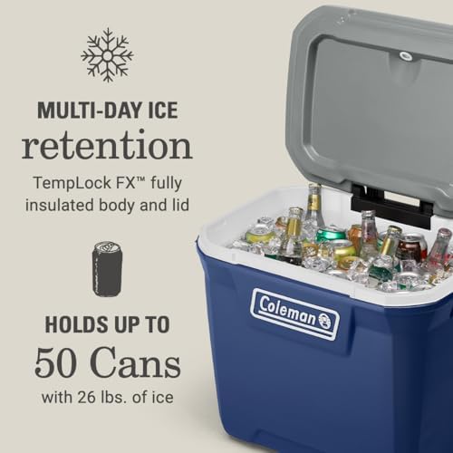 Coleman Classic Series Insulated Portable Wheeled Cooler, Leak-Resistant Outdoor Hard Cooler Keeps Ice up to 5 Days, 65-Quart