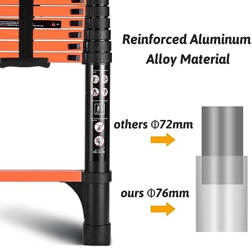 16.5FT Telescoping Ladder, Portable Extension Folding Ladder, Multi-Purpose Compact Ladder for Household or Outdoor Work, 330lbs Max Capacity