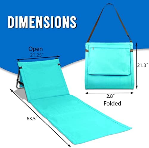 Portable Beach Mat Lounge Chair and Tote (Plain Blue)
