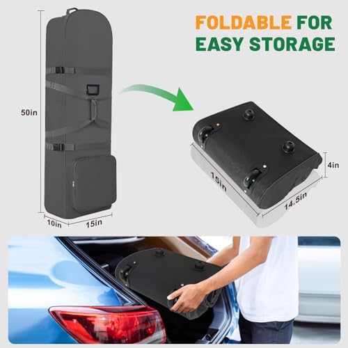 Golf Travel Bags for Airlines with Adjustable Support Rod and Detachable Shoulder Straps, Soft Foldable Golf Club Travel Covers, 900D Heavy Duty Oxford -Universal Size