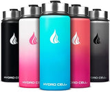 HYDRO CELL Stainless Steel Insulated Water Bottle with Straw - For Cold & Hot Drinks - Metal Vacuum Flask with Screw Cap and Modern Leakproof Sport Thermos for Adults (Teal/Blue 18oz)