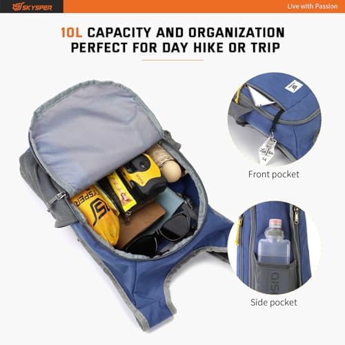 SKYSPER Small Daypack 10L Hiking Backpack Packable Lightweight Travel Day Pack for Women Men