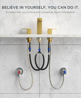 FORIOUS Square Gold Bathroom Faucet Widespread 8 Inch, 2 Handle Brushed Gold Bathroom Sink Faucet 3 Hole with Metal Drain, 24" CUPC Supply Lines and Spare Aerator, Vanity Sink Remodel