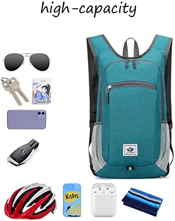 DOJUNS Hiking Backpack 15L Small Travel Backpack Lightweight Foldable Daypack Packable Camping Backpacks for Women Men (Blue)