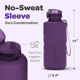 Hydracy Water Bottle with Time Marker -Large BPA Free Water Bottle & No Sweat Sleeve -Leak Proof Gym Bottle with Fruit Infuser Strainer & Times to Drink -Ideal for Fitness Sports & Outdoors