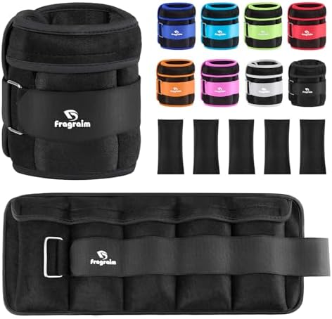Fragraim Adjustable Ankle Weights 1-3/4/5/6/8/10/12/15/20 LBS Pair with Removable Weight for Jogging, Gymnastics, Aerobics, Physical Therapy