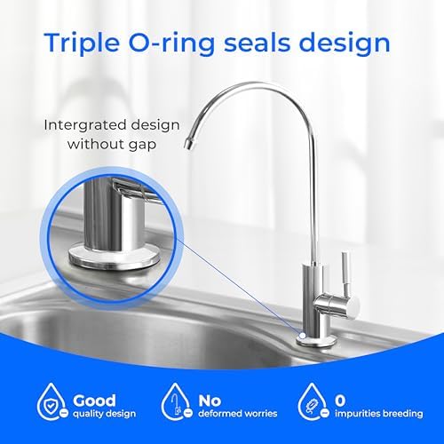 Waterdrop Filtered Water Faucet, Drinking Water Faucet, Reverse Osmosis Faucet, RO Faucet, RO Water Faucet, Water Filter Faucet for Kitchen Sink, Stainless Steel, Lead-Free, Polished Chrome