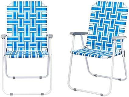 Outvita Webbed Lawn Chairs Set of 2, Foldable Metal Patio Chairs Stable Steel Outdoor Chair for Camping, Fishing, Beach, Poolside, Backyard and BBQ