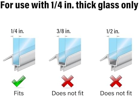 Prime-Line M 6256 Frameless Shower Door Bottom Seal for 1/4 in. Thick Glass Doors, Dual Flap and 45 Degree Drip Guard, 36 in., Clear Vinyl (Single Pack)